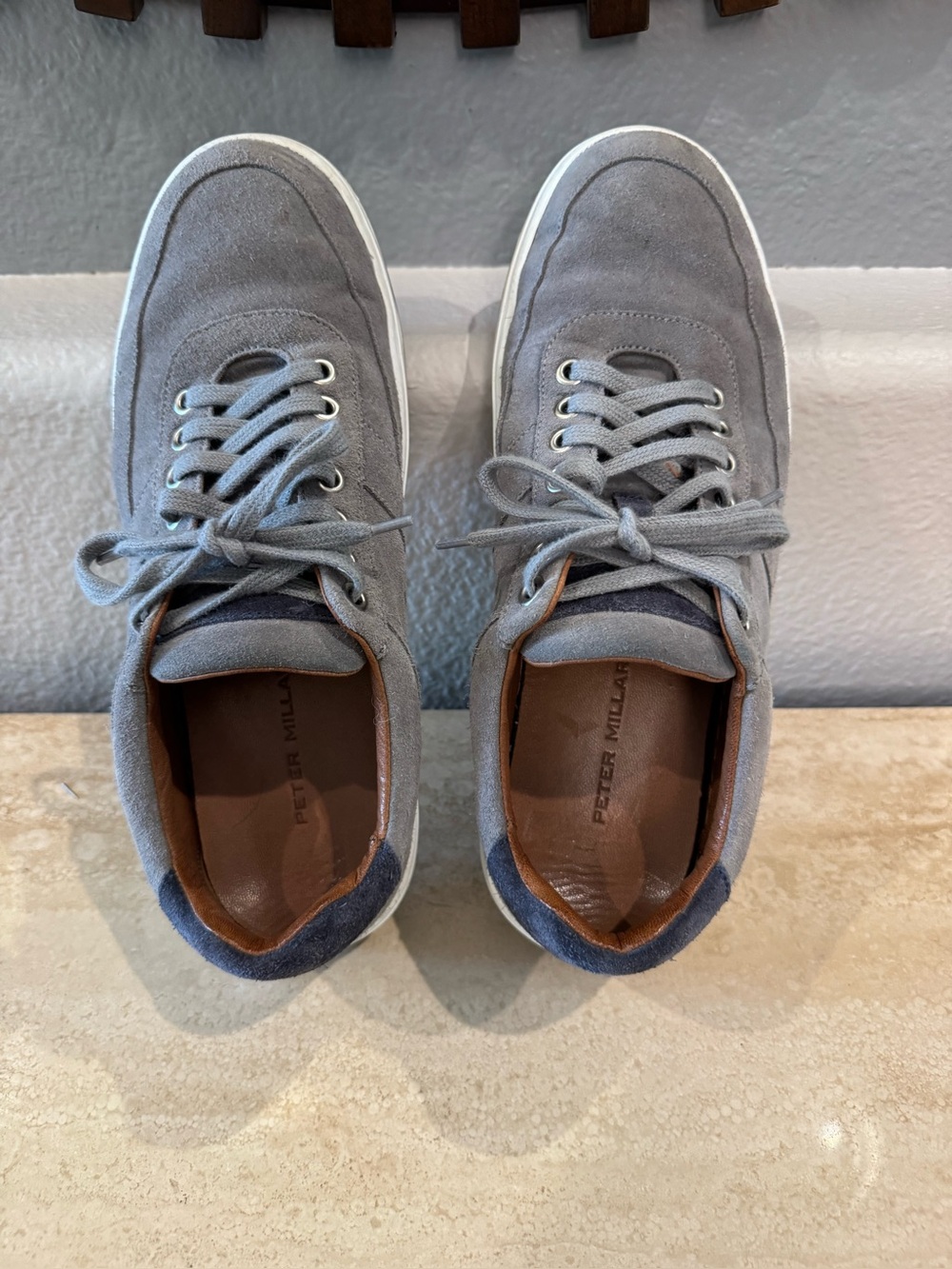 Peter Millar Gray Suede Lace-Up Men's Sneakers